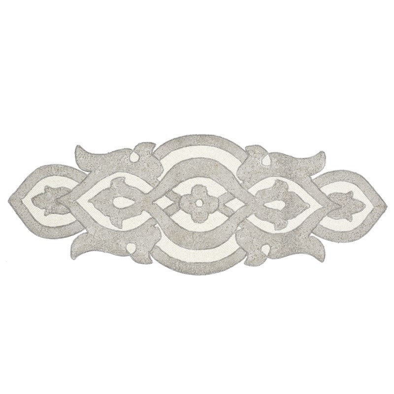 Light & Pro Lightnpro Beaded Table Runner Elegant Infinity Design - Handmade Glitz Table DÃ©cor for Weddings, Parties, Holidays, Gifting & Everyday Use - Decorative Centerpiece Accent - 13x36 Inch - Silver Ivory - Image 3